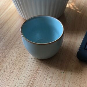 Blue Ceramic Tea Cup with Gold Rim